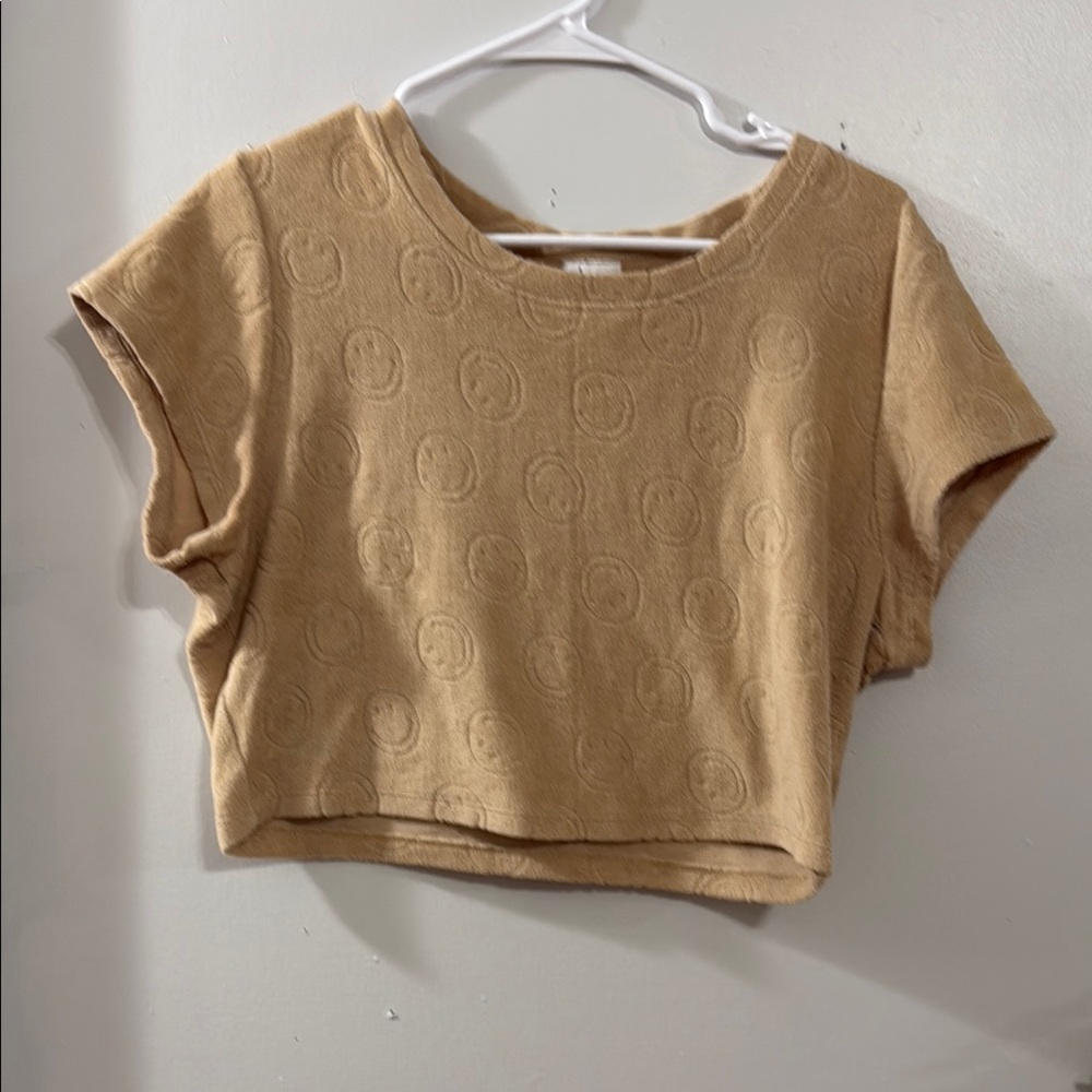 Aerie Tan Boxy Crop T-Shirt